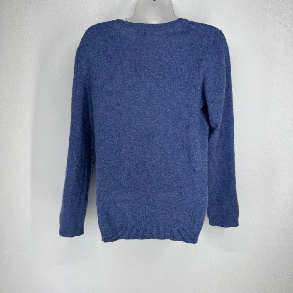 Charter Club 100% Cashmere Crewneck Sweater Womens Medium Blue Long Sleeve Knit